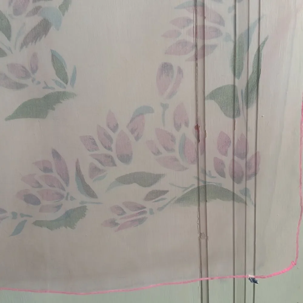 Vintage S Kratish pink nylon semi sheer chiffon scarf with‎ floral design